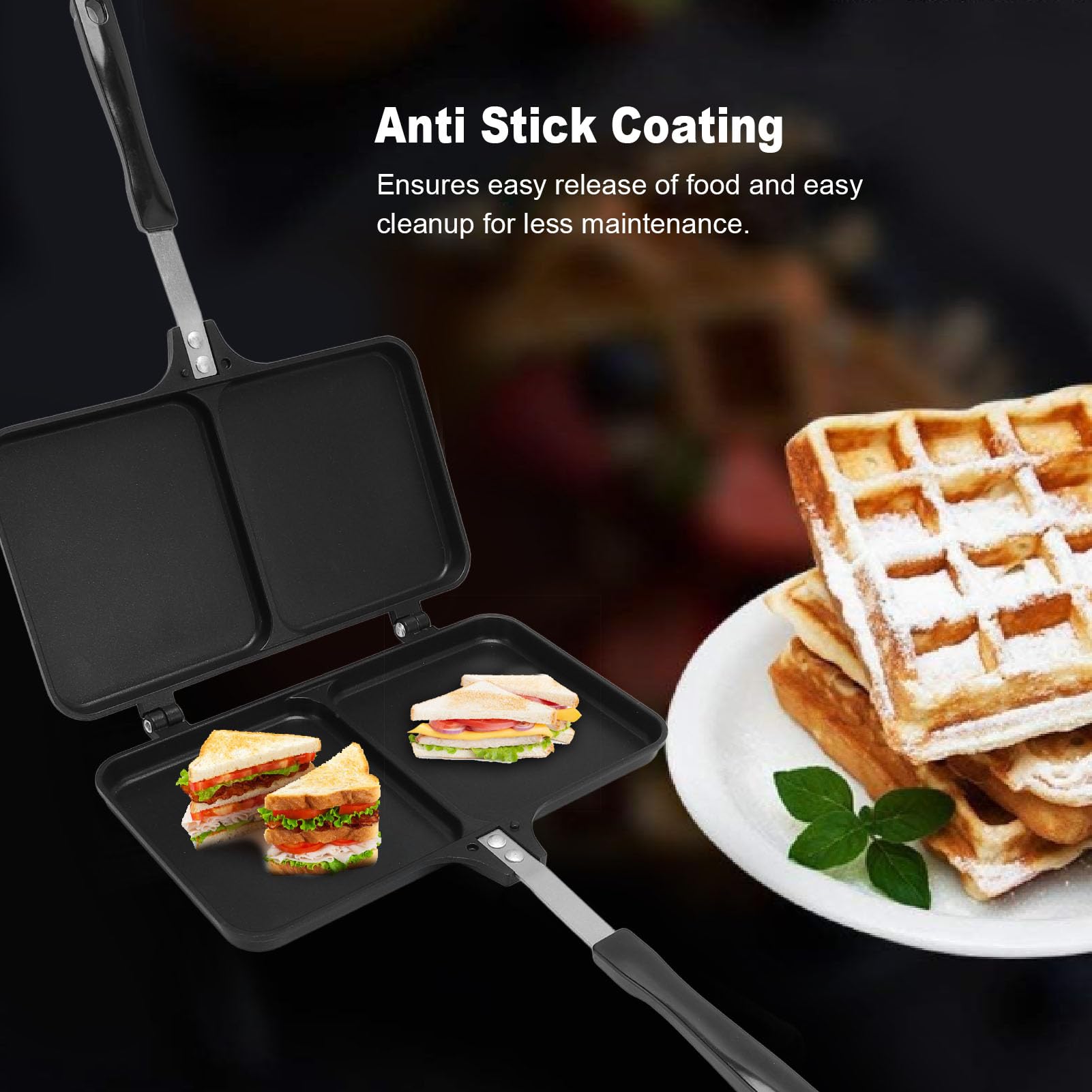 Grilled Panini Press, Double Sided Non Stick Sandwiches Maker Aluminum Alloy Flip Cheese Maker Frying Pan For Home Outdoor Camping 7