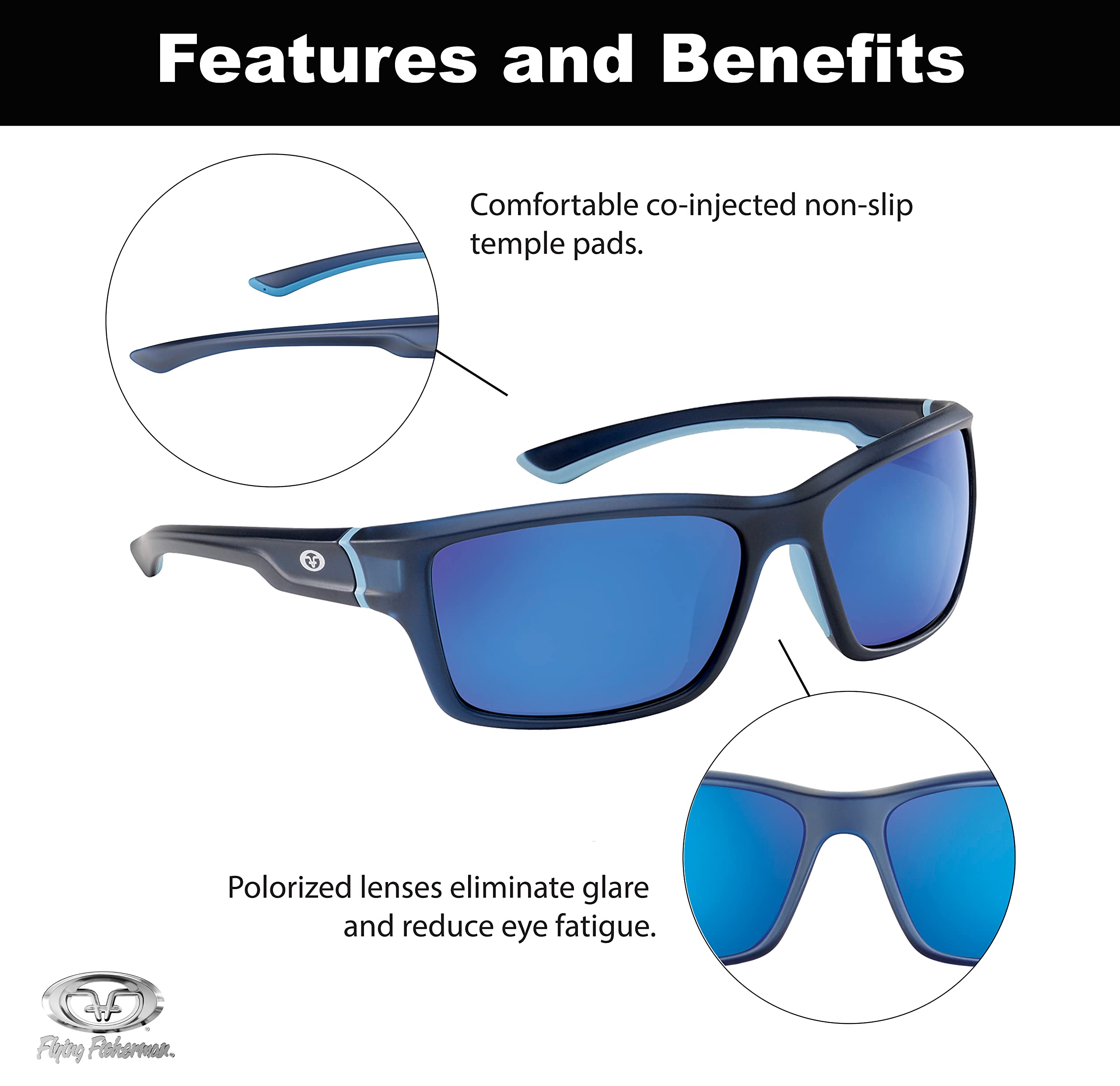 Flying Fisherman Cove Polarized Sunglasses with Matte Crystal Frames, Navy Blue Mirror Lenses 1