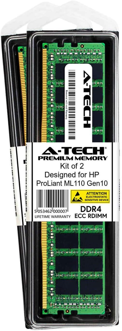 A-Tech 64GB Kit (2 x 32GB) for HP ProLiant ML110 Gen10 G10 - DDR4 PC4-23400 2933Mhz ECC Registered RDIMM 2Rx4 - Server Specific Memory Ram (AT322634SRV-X2R10)