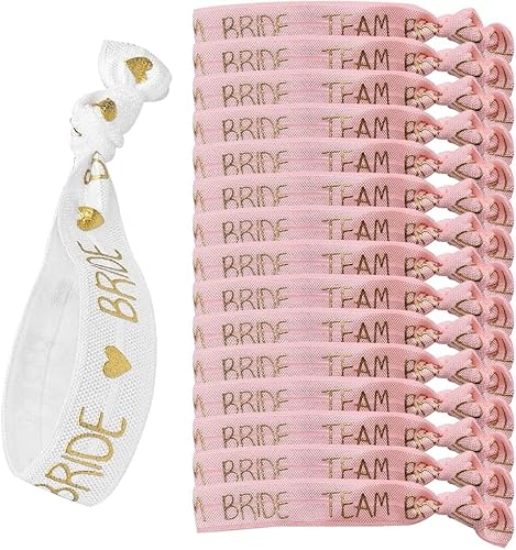 ZOOMPIL Bracelet Team Mariée, Lot de 16 Bracelets de fête EVJF Accessoire avec 1 Mariée + 15 Bracelets Team Bride Décoration pour Enterrement de Vie de Jeune Fille (Pink) Cover