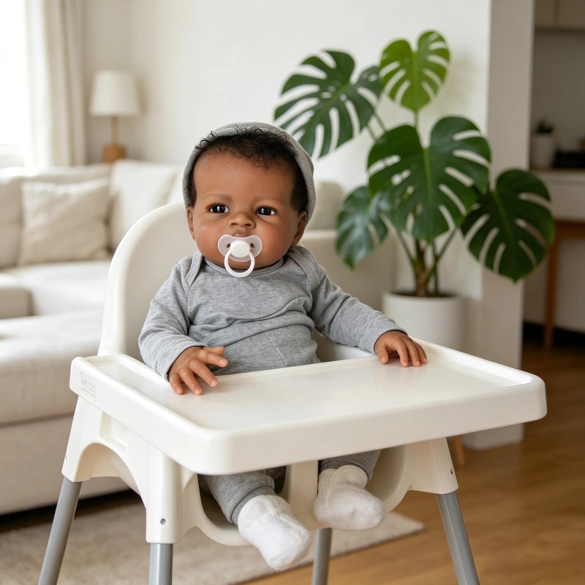 Zero pam Reborn Baby Puppe Schwarze, 50CM Reborn Baby Lebensecht Jungen, Realistische Babypuppen Weichen Körper Anatomisch Korrekt, Reborns Babypuppen Wie Echt Babies Für Kinder 3+