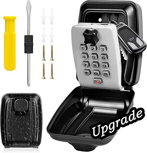 BKNOOU Caja de llaves de pared con código, caja resistente para cerradura de llave para exterior, resistente a la intemperie, caja de bloqueo extra
