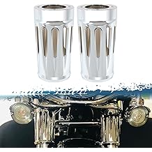 Motorcycle Upper Fork Boot Slider Covers Protective Shells Compatible with Harley Touring Street Glide Road King Electra Glide Trike Models 1980-2024 (Chrome)