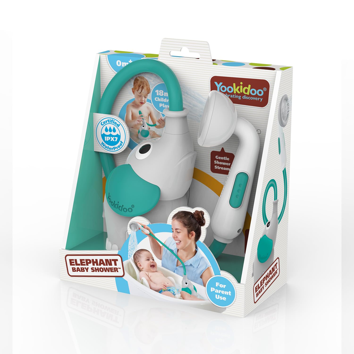 Yookidoo Bauchlage Spielmatte mit Musik & Elefanten Duschkopf Bundle – Activity Gym, Tummy Time Spieldecke & Badewannen Duschkopf für Neugeborene