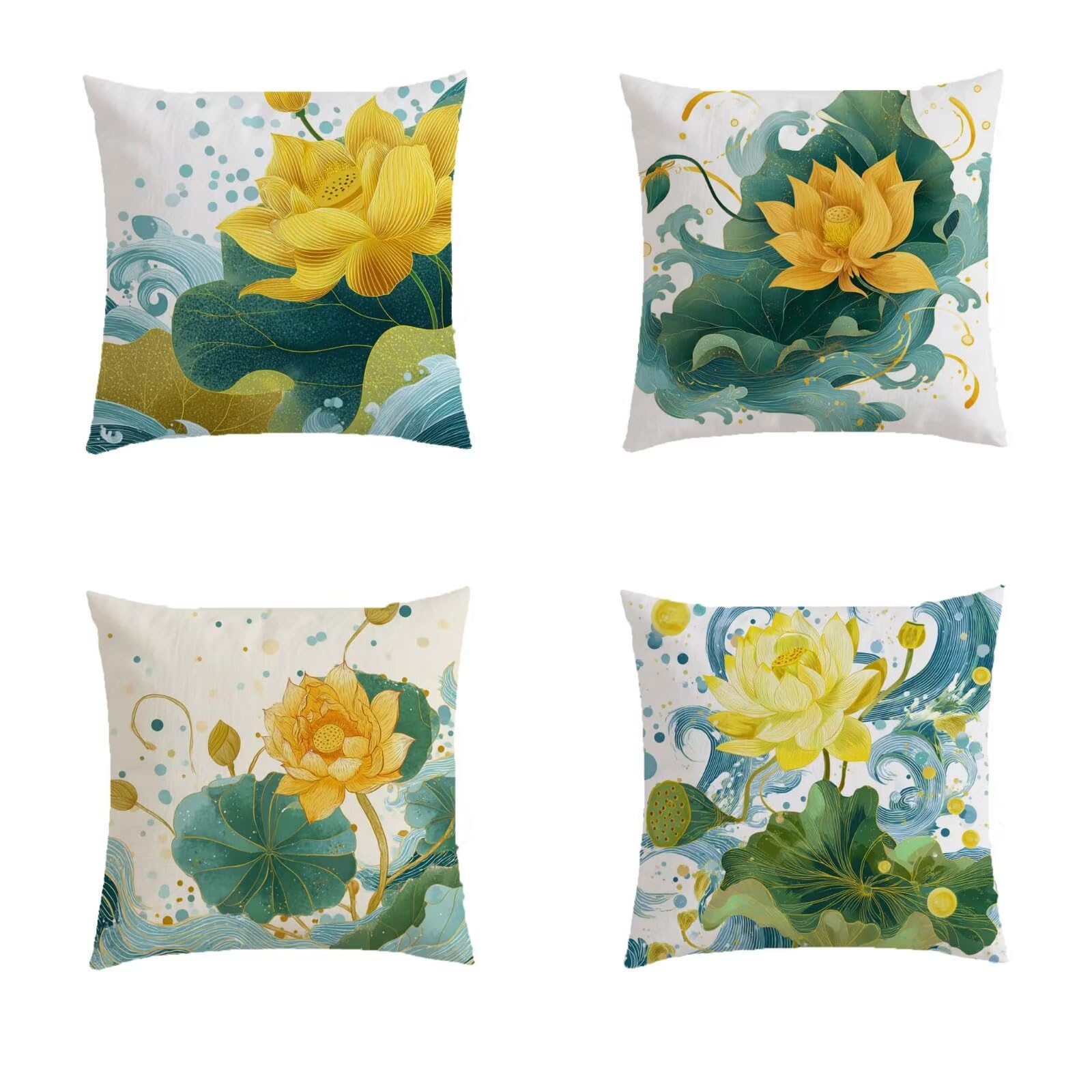 Housse coussin 40x40cm aspect lin avec taie d'oreiller fleur double impression