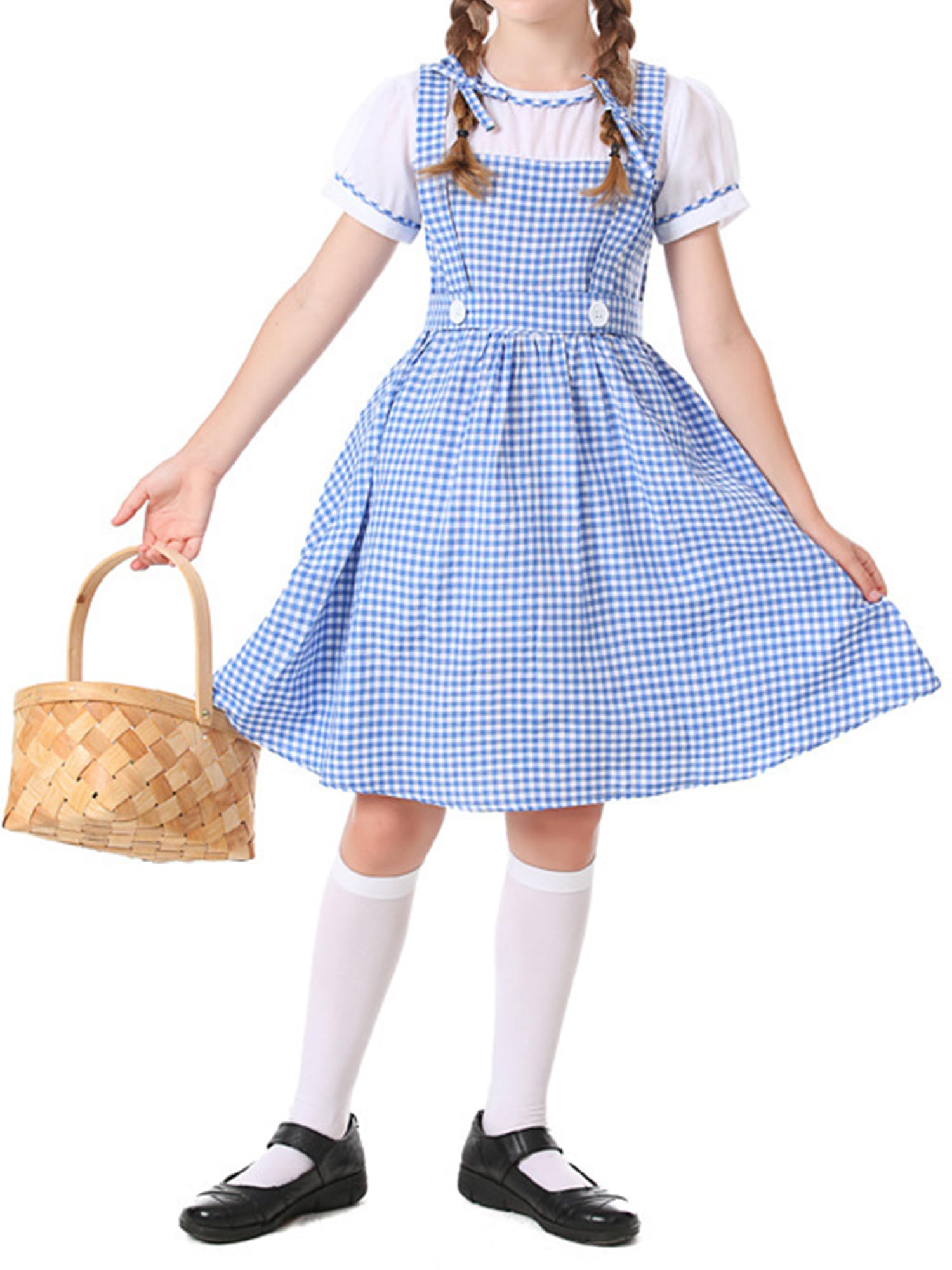 Women Halloween Costume Short Puff Sleeve Blue Doll Dress Sister Twins Cosplay Lolita Mini Dress (B-a-Blue Girls, XL) — image 1