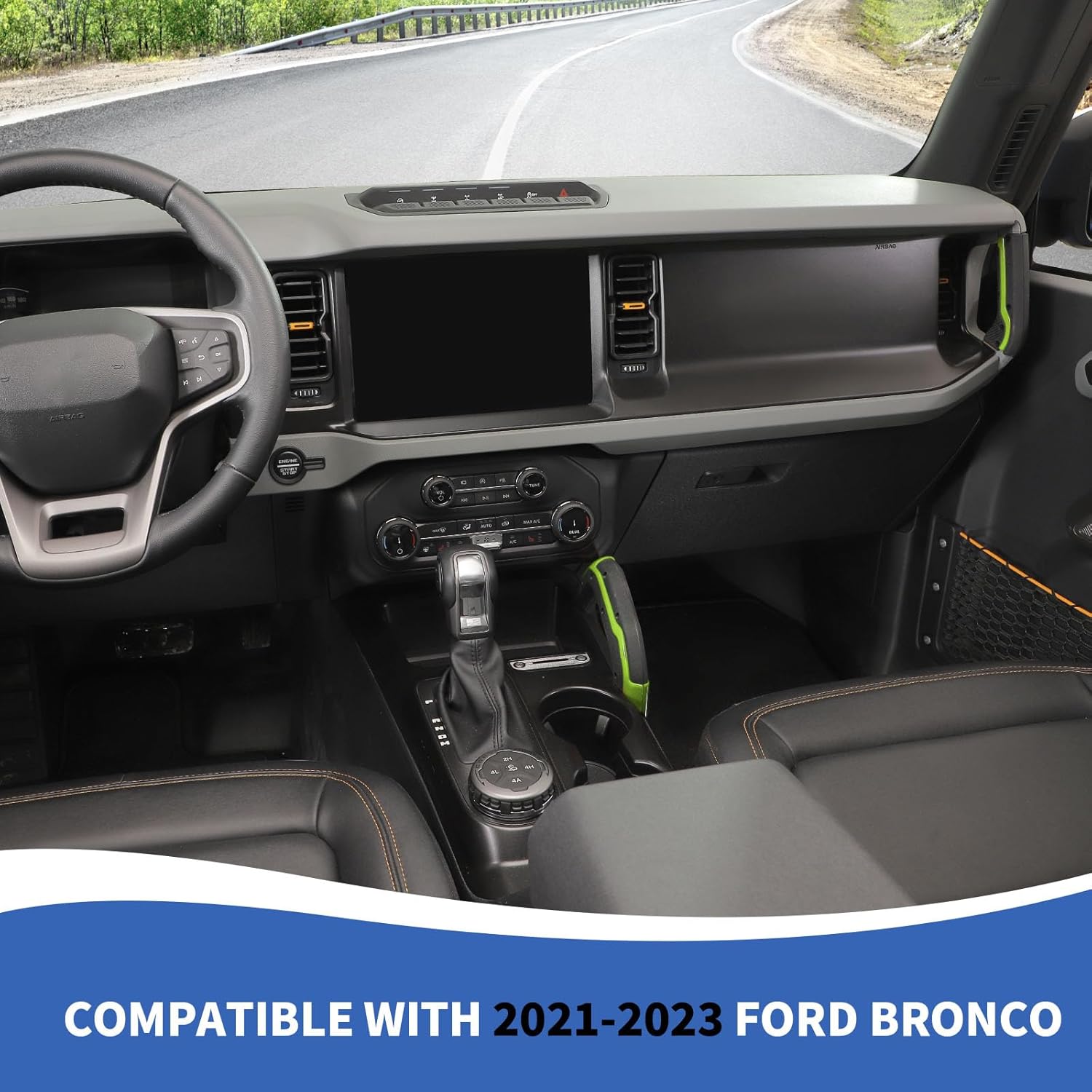 RAZPOY Center Console Dash Grab Handle Cover Trim Compatible with 2021-2024 Ford Bronco Light Green Interior Accessories (Not for Bronco Sport)