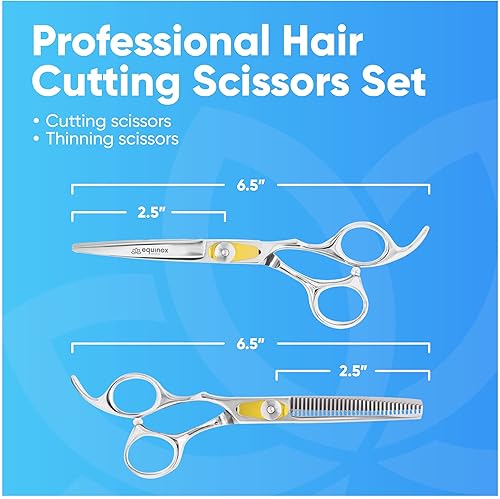 Miniatura 2 de Tijeras Equinox profesionales para cortar y emparejar cabello 65 pulgadas de largo con un tornillo de fino ajuste de tensión acero inoxidable