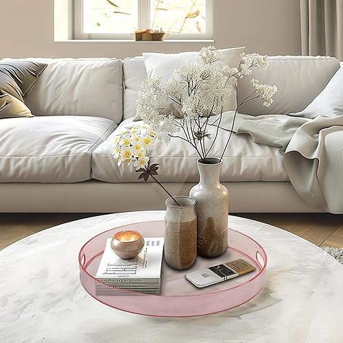 Miniatura 13 de MAONAME Bandeja transparente para servir con asas, bandeja transparente de plástico, bandeja decorativa rectangular para mesa auxiliar, otomana