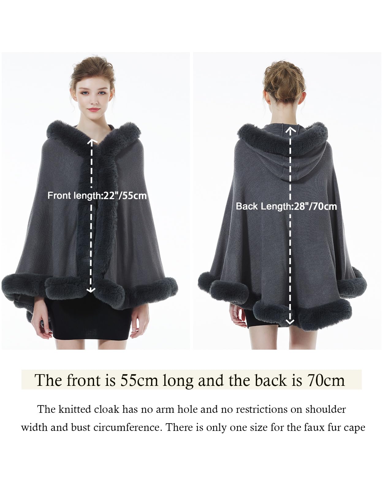 BEAUTELICATE Poncho Mantella di Pelliccia Sintetica Donna Invernale Stola Scialle con Cappuccio Lavorata a Maglia Cardigan per Cerimonia Festa Matrimonio