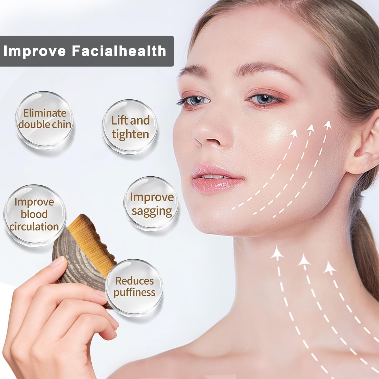 Brosses lymphatiques pour le visage, Brosse pour le contour du visage lymphatique, pour le visage, le menton et la mâchoire - 5