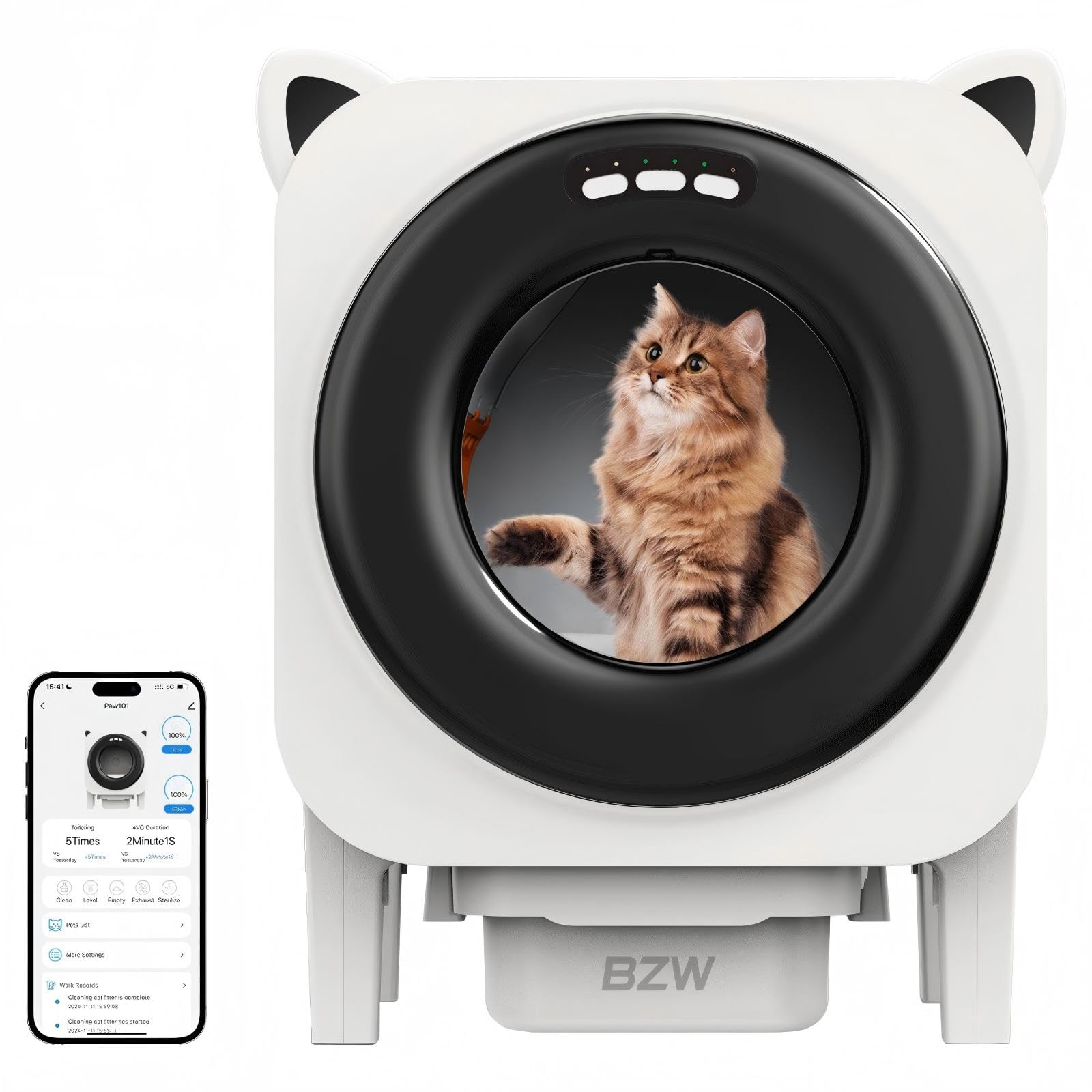 Self Cleaning Litter-Box for Multiple Cats with 76L Large Capacity,Automatic Litter Box with App Control and Safety Sensors Protection (Black)