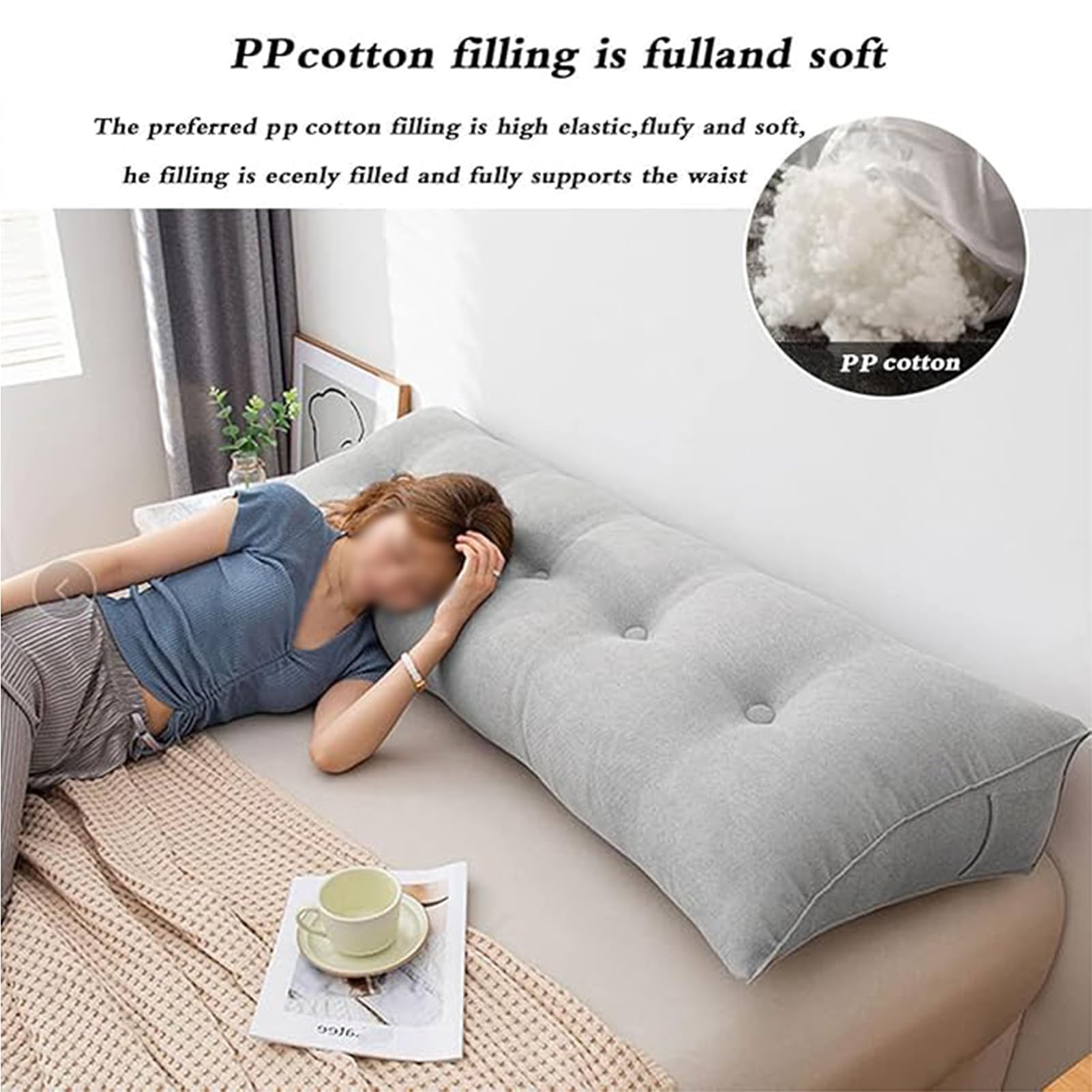 Almohada de apoyo triangular de 80 x 50 x 20 cm, cómodo cojín de respaldo de lectura para cabecero, soporte lumbar, apoyo de posicionamiento, ideal para relajación y apoyo postural.