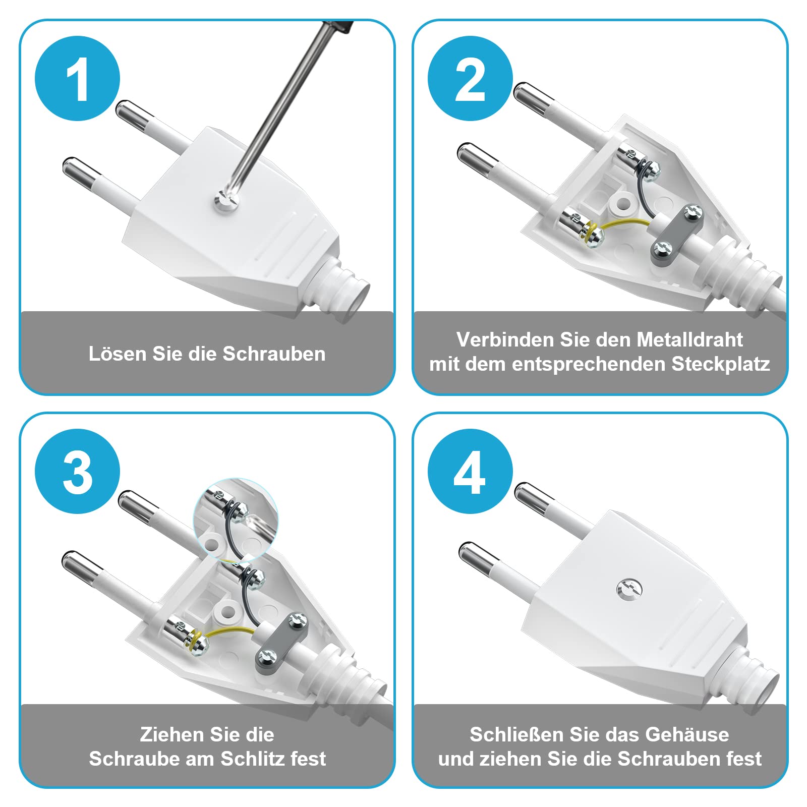 6 Spine Europee Piatte Con Cacciavite - Facili Da Installare Per Elettrodomestici | 220V 2.5A Bianche - Foto 5