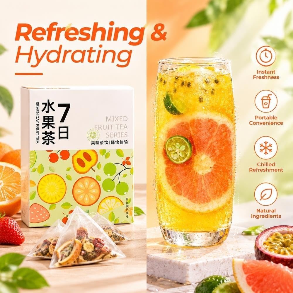 Tè alla frutta 7 giorni, 14 bustine di tè, infuso freddo