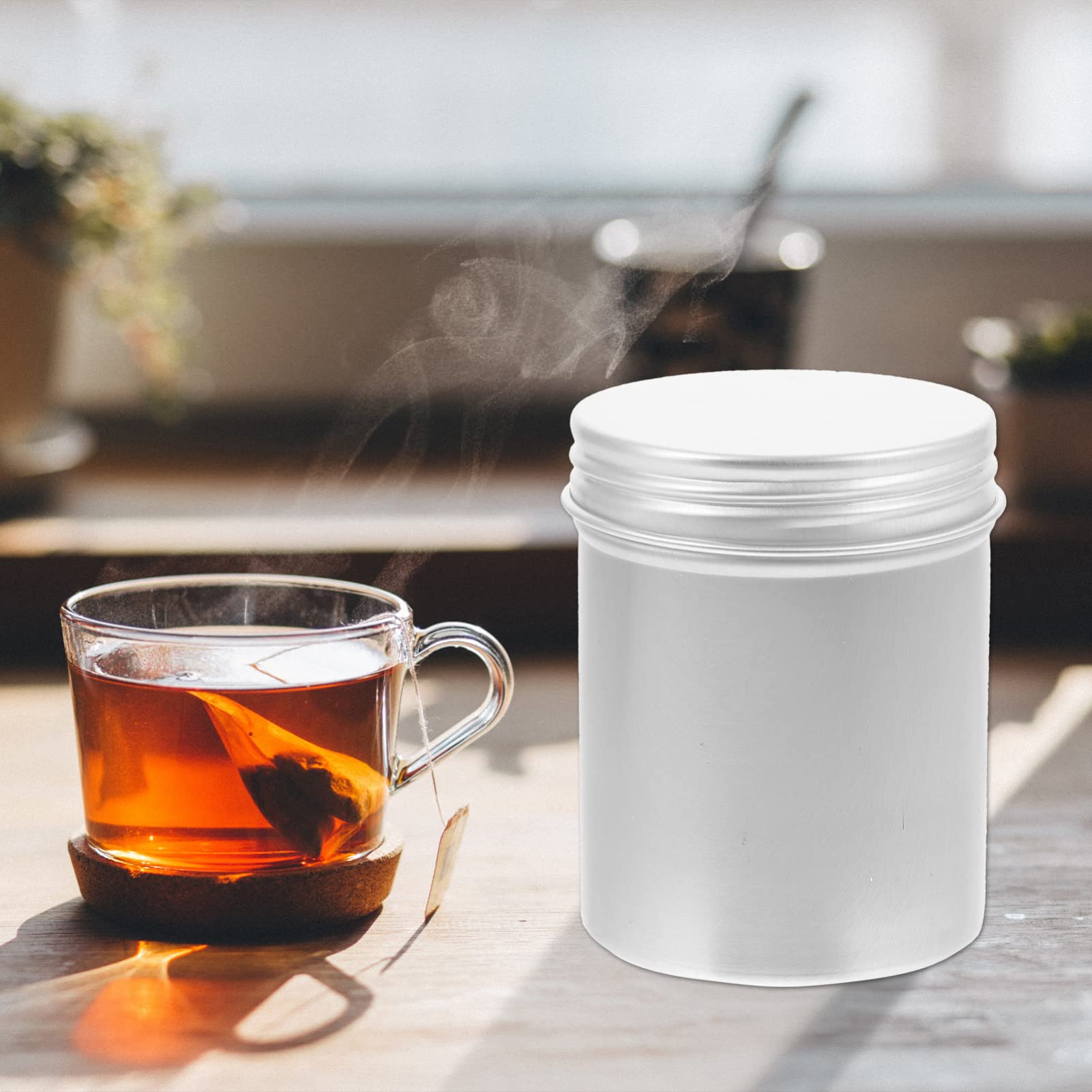 KALLORY Packing Aluminum Box Tea Canister Storage Container Lid Tin Jar Matcha Jar Airtight