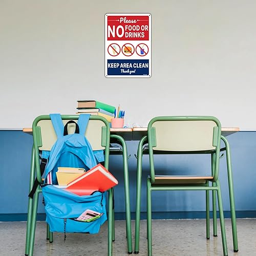 Miniatura 6 de Letreros de "No Food or Drink, Keep Area Clean"  10 x 7 pulgadas, letreros de aluminio libre de óxido sin alimentos, resistentes a la intemperie,
