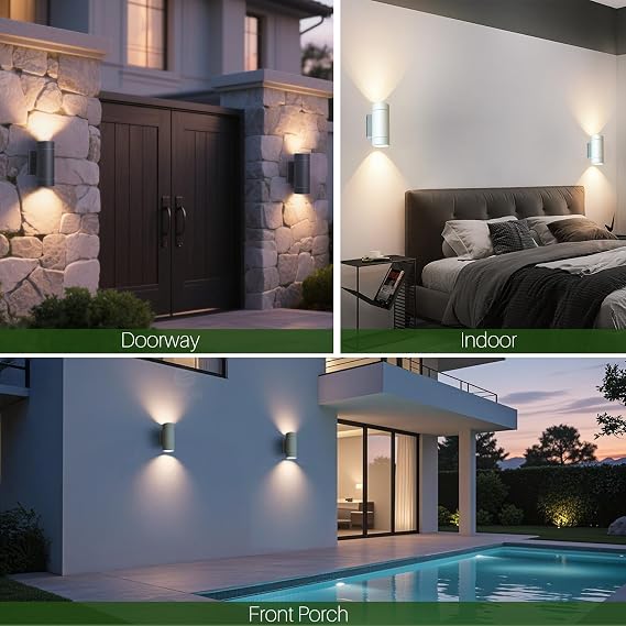 EBION Outdoor Wall Lights,IP65 Up Down Lights Mains Powered,Black,2 Pack | Aluminium Outside Exterior Wall Lights GU10,Mordern Outdoor Garden Wall Lamp for Front Door Porch Patio,Bulbs Not Included [Energy Class A]