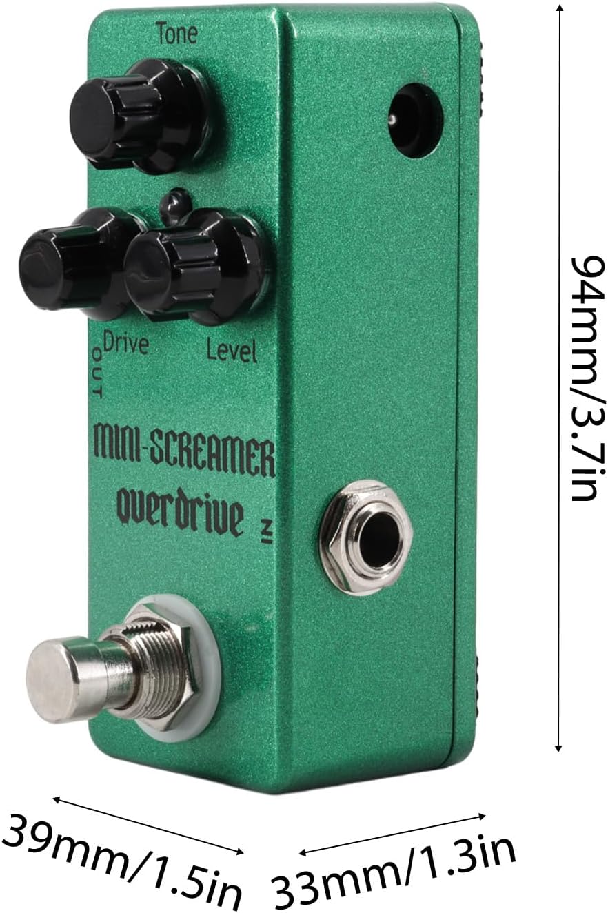 Overdrive Pedal for Electric Guitar Drive Tone Lever Controls True Bypass Compact Design 9V DC