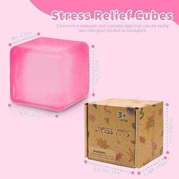 Squishy Cubes Squeeze Toys – 1.96 Squishy Cubes Squeeze Toys, Ice Cube Fidget Toy, Sensory Fidget Toys, Stress Cube for Anxiety Relief for Kids & Adults (pink)