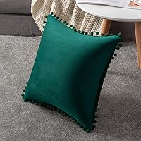 Vista 33 de 2 fundas para cojín decorativo de terciopelo con pompones