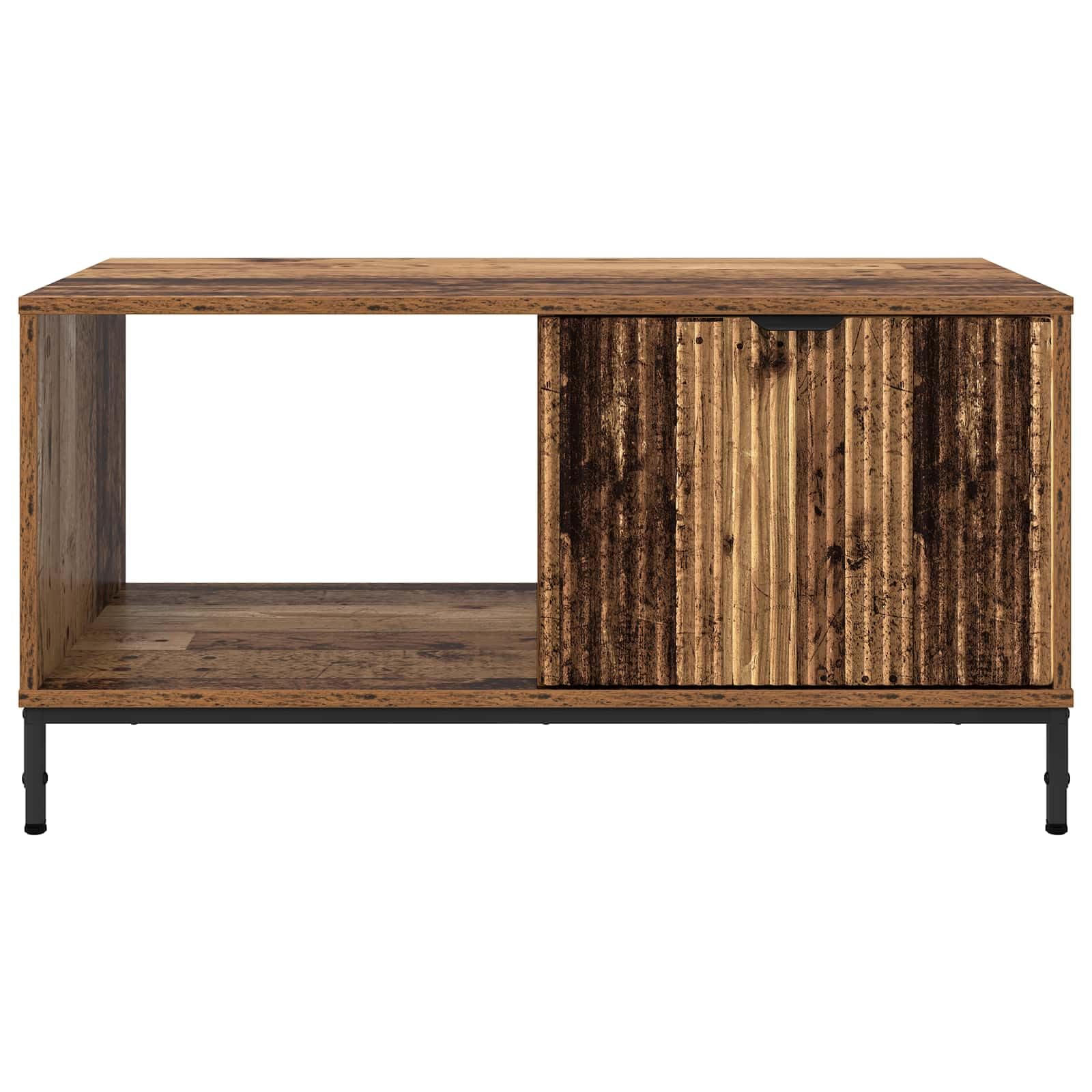 Tavolino da salotto in legno anticato, 90 x 49 x 46 cm, con vano portaoggetti e cassetto, per soggiorno, design durevole, facile da montare, pratico ripiano, mobili moderni