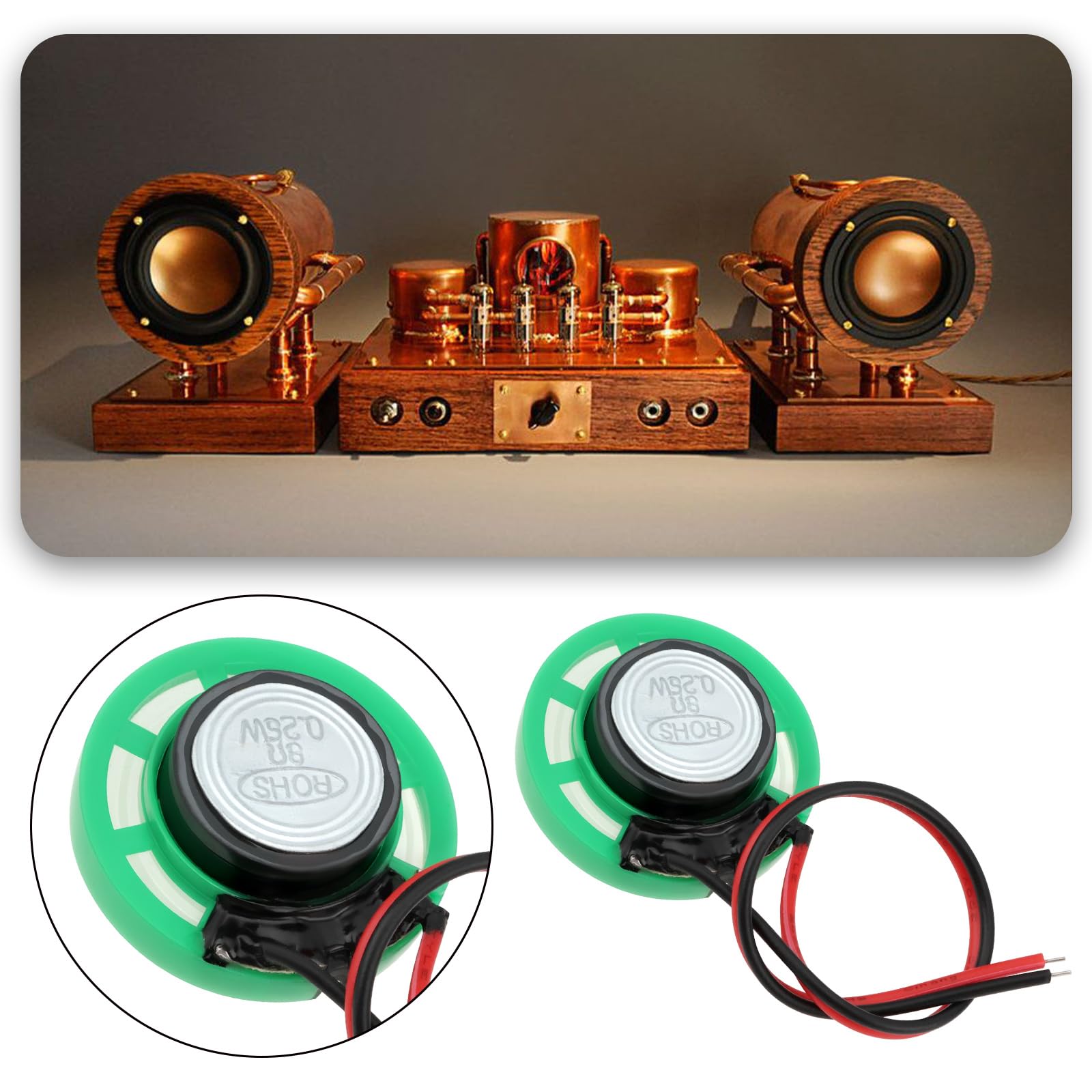 5 szt. Mini głośnik zabawka magnetyczny głośnik wewnętrzny zamiennik głośnika 8 omów 0,5 W do gier elektronicznych DIY 26 mm długość kabla 100 mm zielony