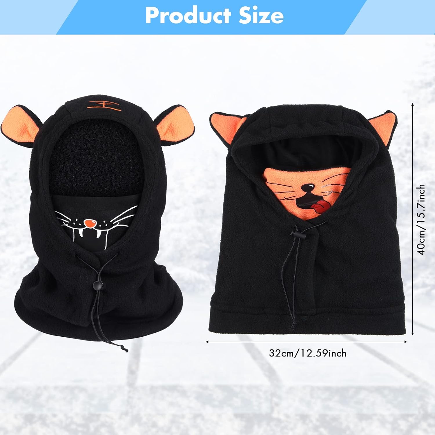 2 Pieces Kids Balaclava Face Mask Kids Winter Hat Reusable Washable Cloth Full Face Masks for Cold Weather Windproof Fleece Ski Hat Neck Warmers for Boys Girls Black and Orange: Clothing, Shoes & Jewelry