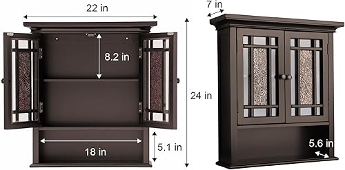Miniatura 22 de Elegant Home Fashions Dawson Collection clóset de pared con estantes, color blanco Blanco,Gris,Espresso oscuro,Espresso,Blanco y