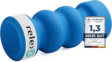 Relexa Double Twin Fascia Roller - Ideal for Massage for Back Pain and as a Fitness Training Supplement - Premium Material - 14 cm x 35 cm - Blue