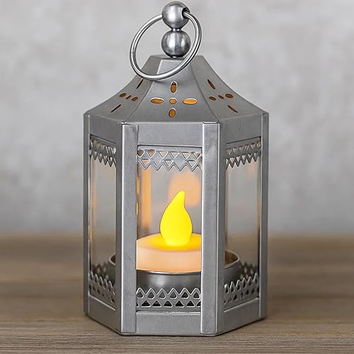 Vela Lanterns Mini farol marroquí de metal pequeño de 4.5 pulgadas, portavelas decorativo para centros de mesa, decoración del hogar, bodas,