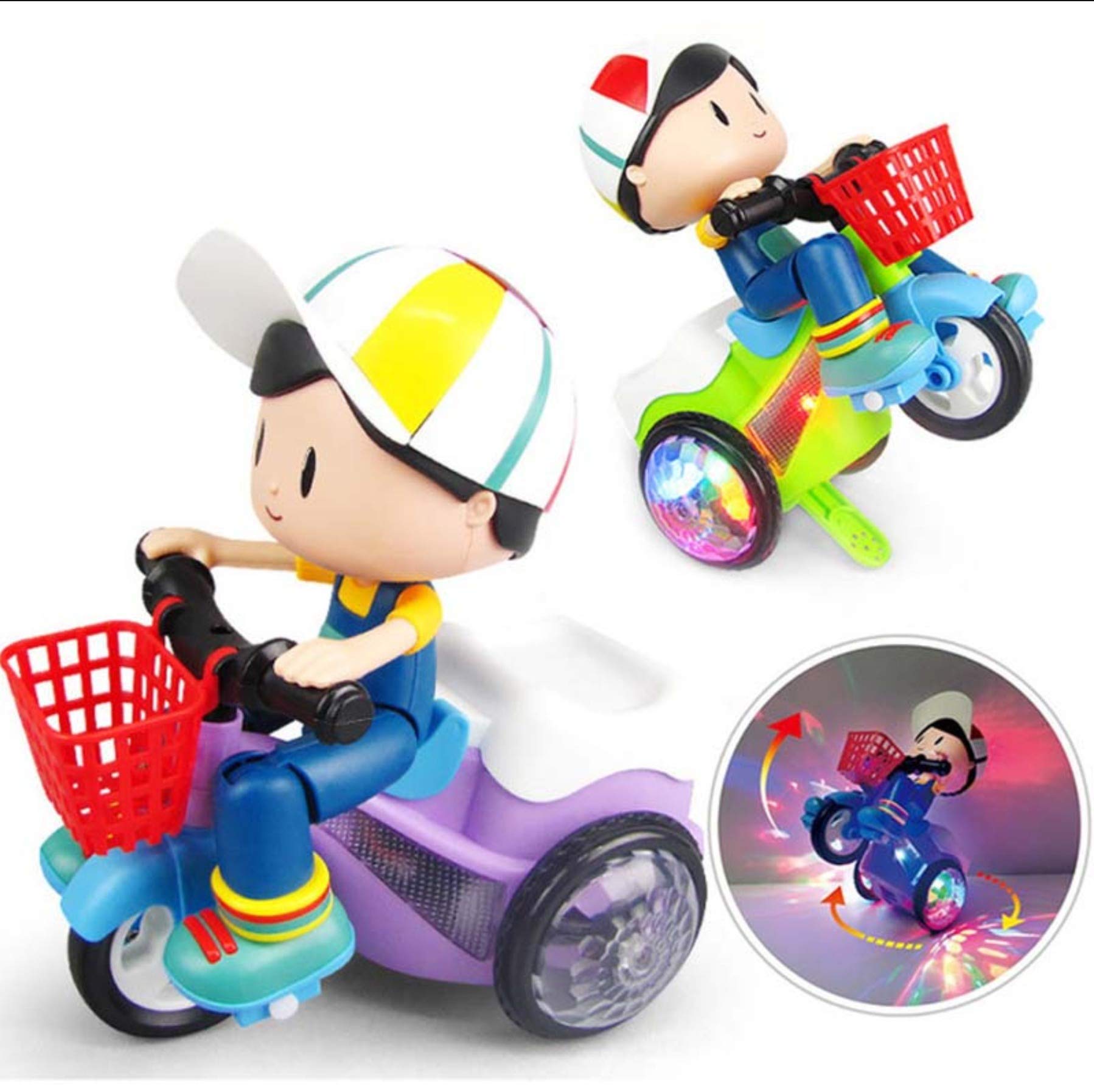 Magicwand ABS Plastic Bump & Go Stunt Tricycle Toy with 3D Lights for Kids (Dance Girl) 3
