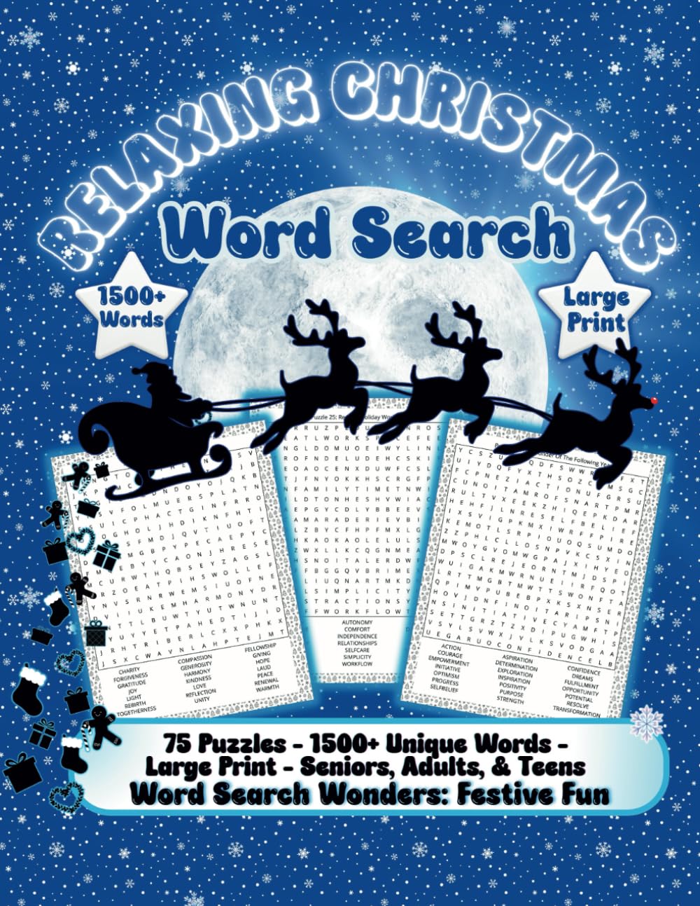 Relaxing Christmas Word Search Puzzles For Seniors, Adults & Teens Large Print 1500+ Words 75 Puzzles: Fun, Cozy and Relaxing Winter Word Search ... Senior, Adults & Teens (Word Search Wonders)