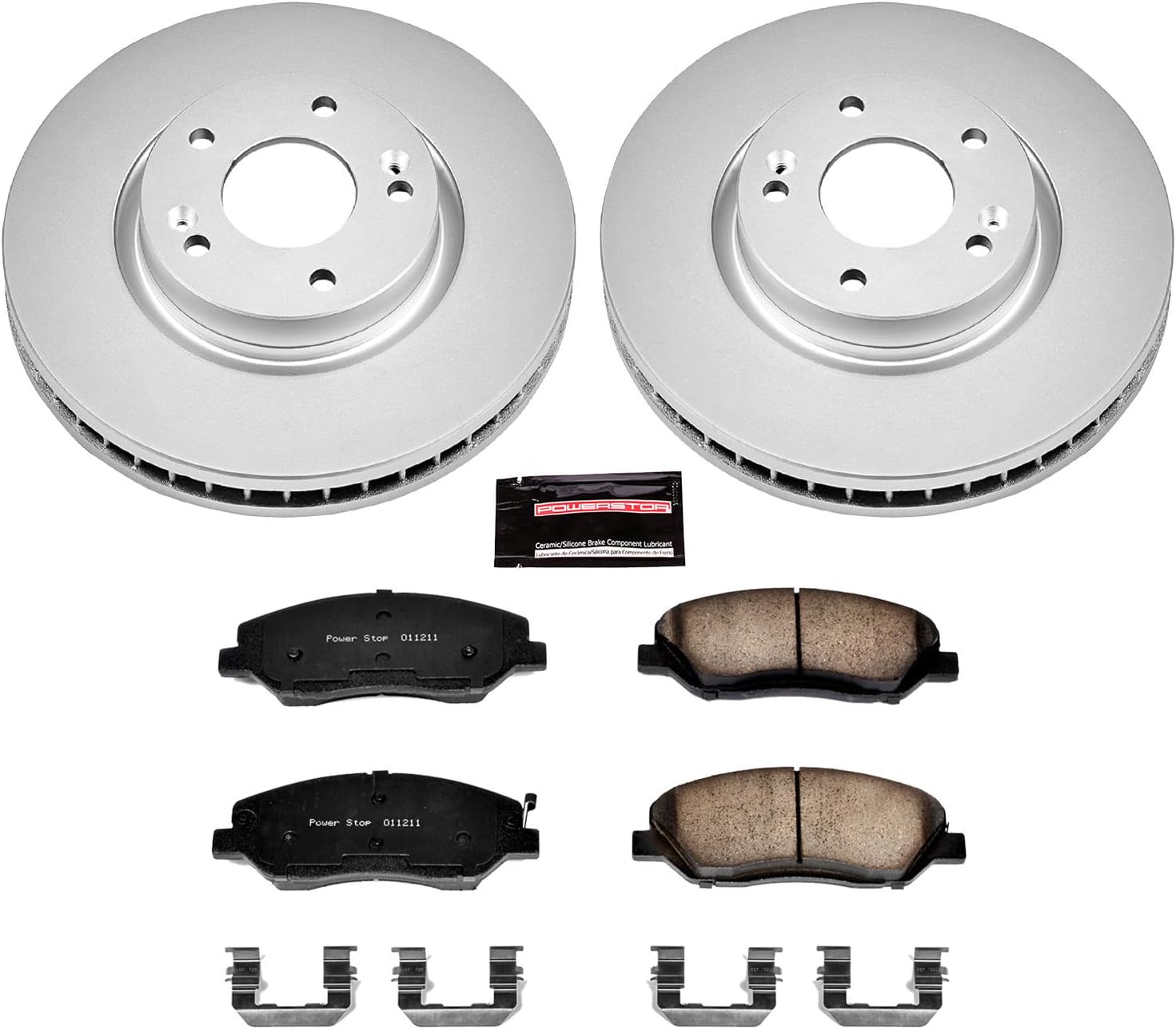 Power Stop CRK4665 Coated Brake Rotor & Ceramic Brake Pads- front For Hyundai Santa Fe 2007-2009 [Model Specific]