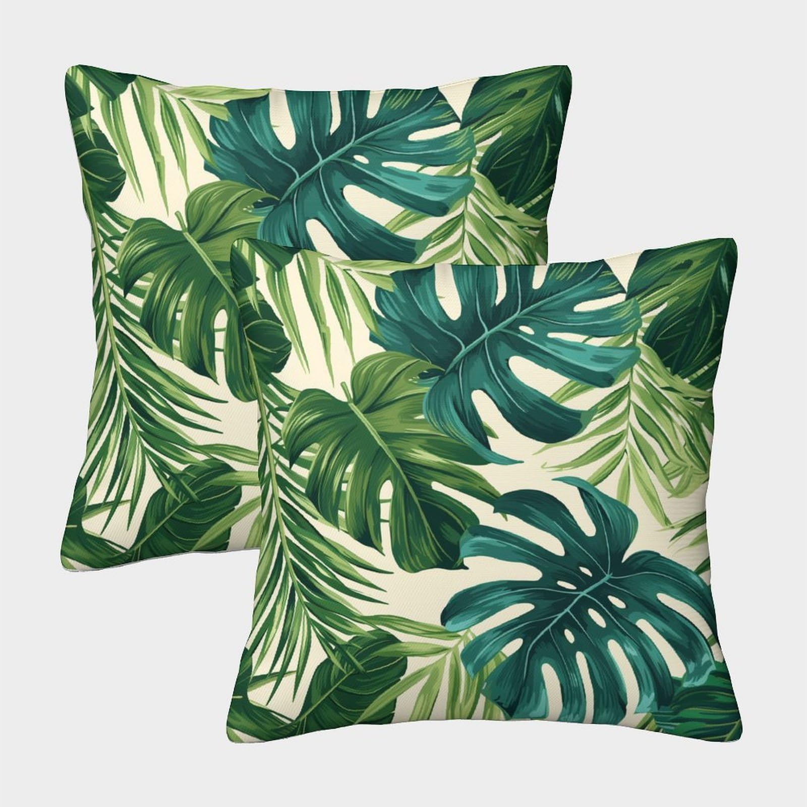kaiyun 2 Pack Monstera Square Pillow Cover Cushion Cover 45x45cm Suitable for Sofa Bed Chair,3D Boho Print Pattern