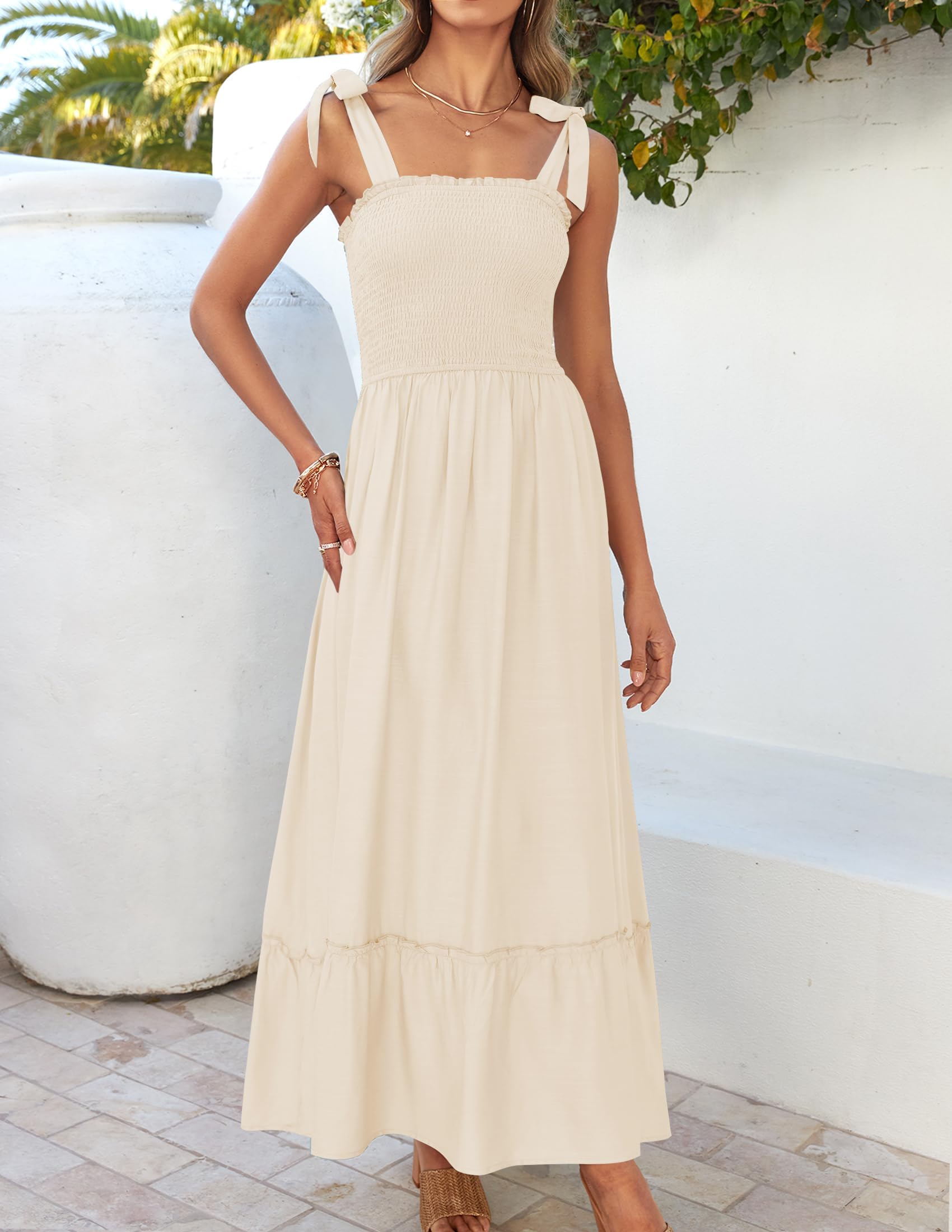 ZESICA Spaghetti A Line Maxi Dress Casual Donna