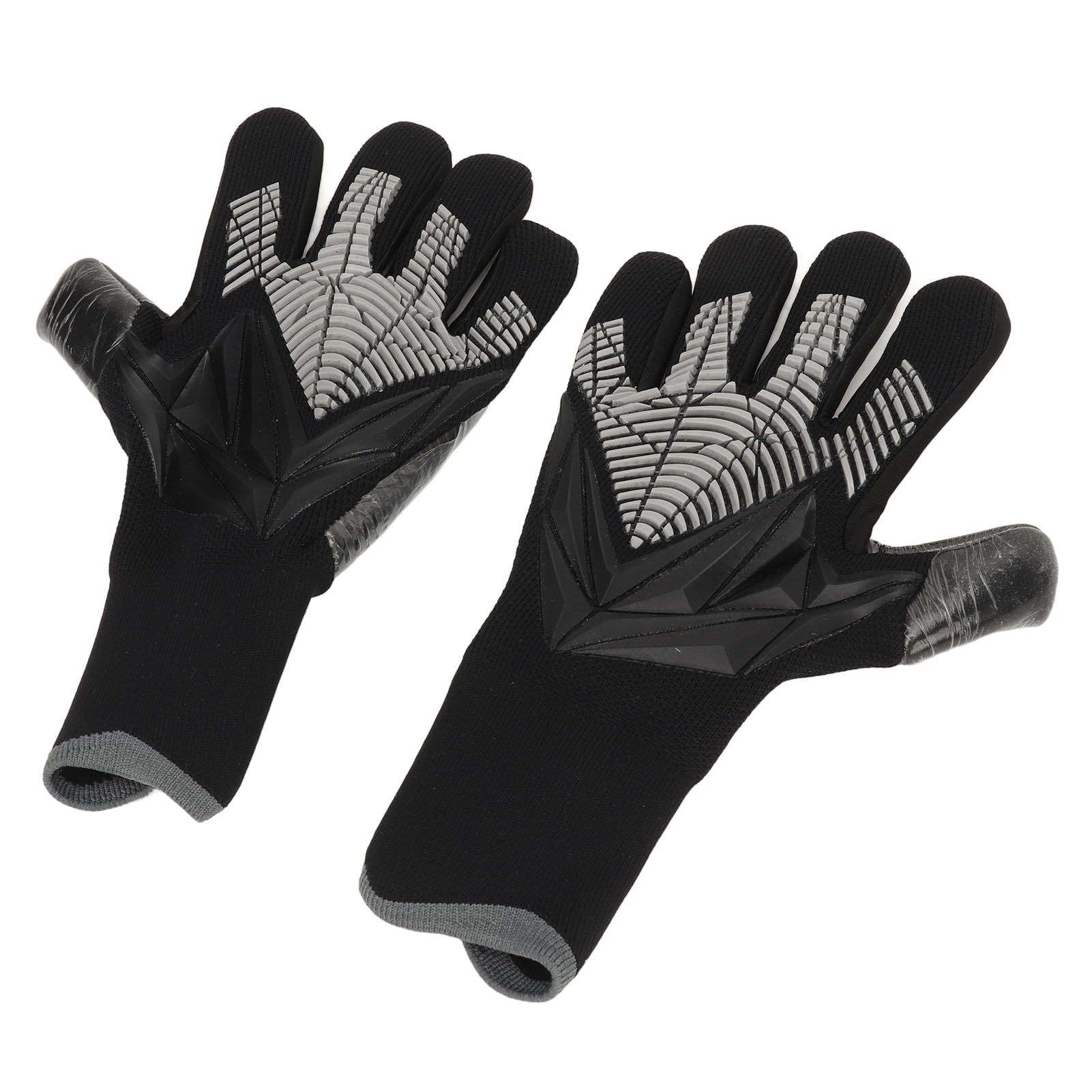 Xolsurg 2pcs Soccer Goalie Glove Black Anti Slip Latex Breathable Extra Finger Protection Goalkeeper Gloves for Football Competition (18.3mm / 0.72in)