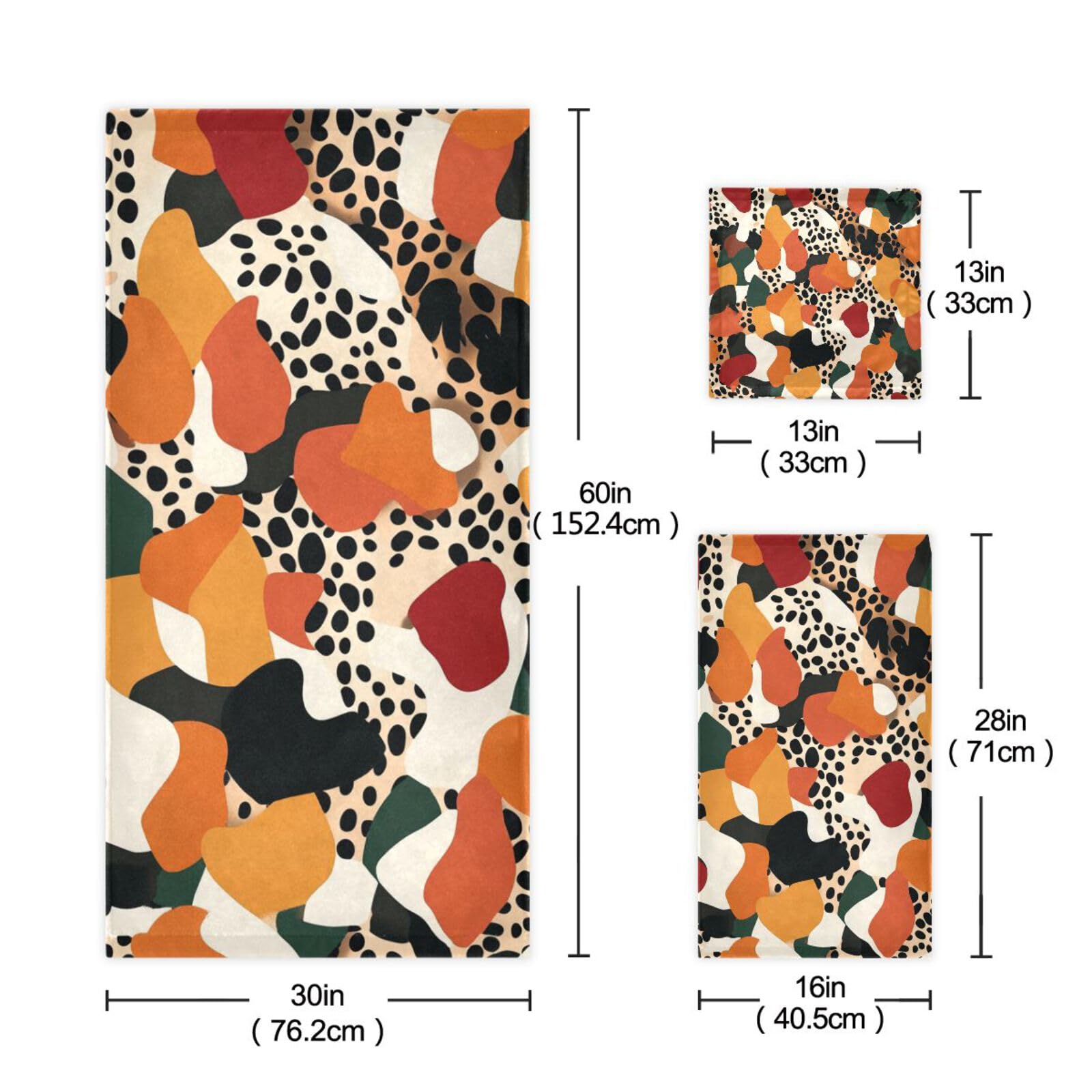 Set di 3 asciugamani per il viso con leopardo, 1 asciugamano da bagno, 1 asciugamano per le mani, 1 panno per la casa, cucina e famiglia