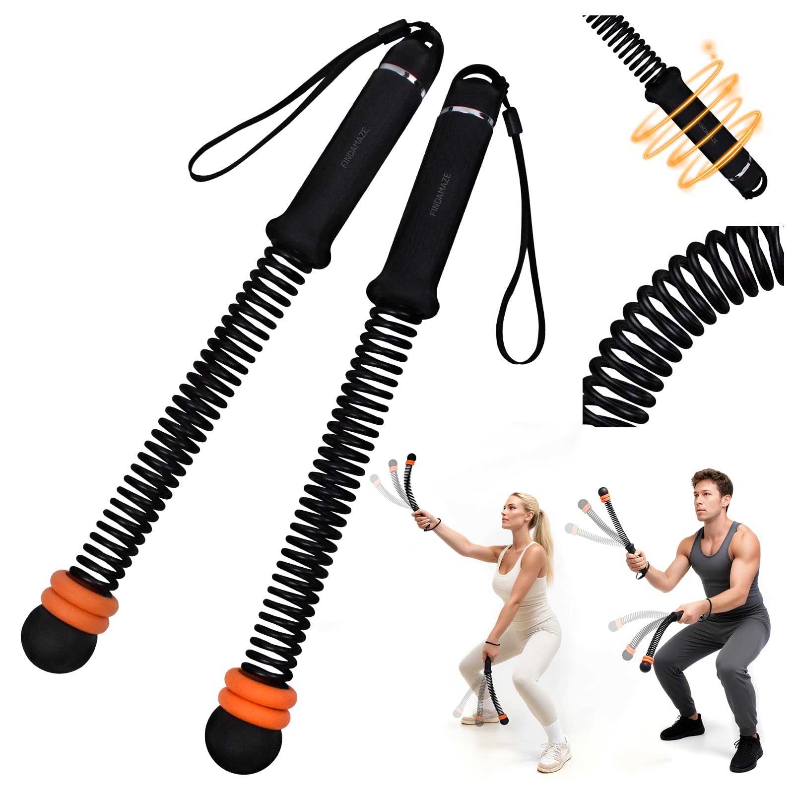 Ropeless Battle Ropes with Adjustable Weights, Portable Silent Home Workout Equipment for Full Body Toning, Fat Burning & Cardio, Strength Training Gym Equipment for Arms, Core, Butt (Black)