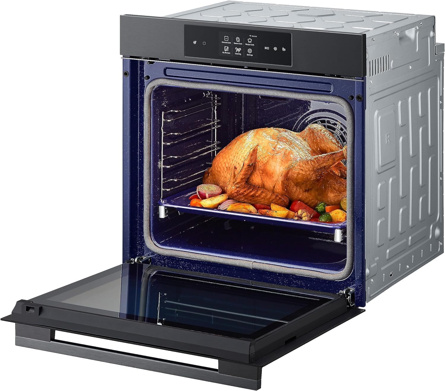 LG InstaView WSED7665B Four encastrable à vapeur, classe A++, 76L, 300°C, écran tactile 4,3", Air Fry, Sous Vide, Mode Pizza, Nettoyage EasyClean, Pyrolyse, Wi-Fi, Charnières amorties, Noir