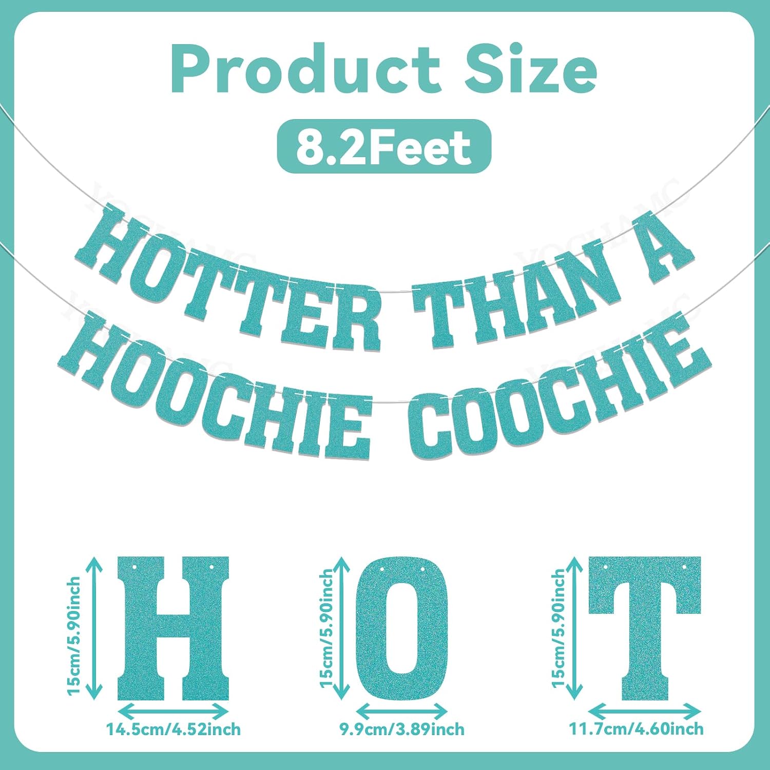 Hotter Than a Hoochie Coochie Banner - Hoochie Coochie Meme Birthday Decorations, 90s Country Music Lover Birthday Party Banner Blue Glitter