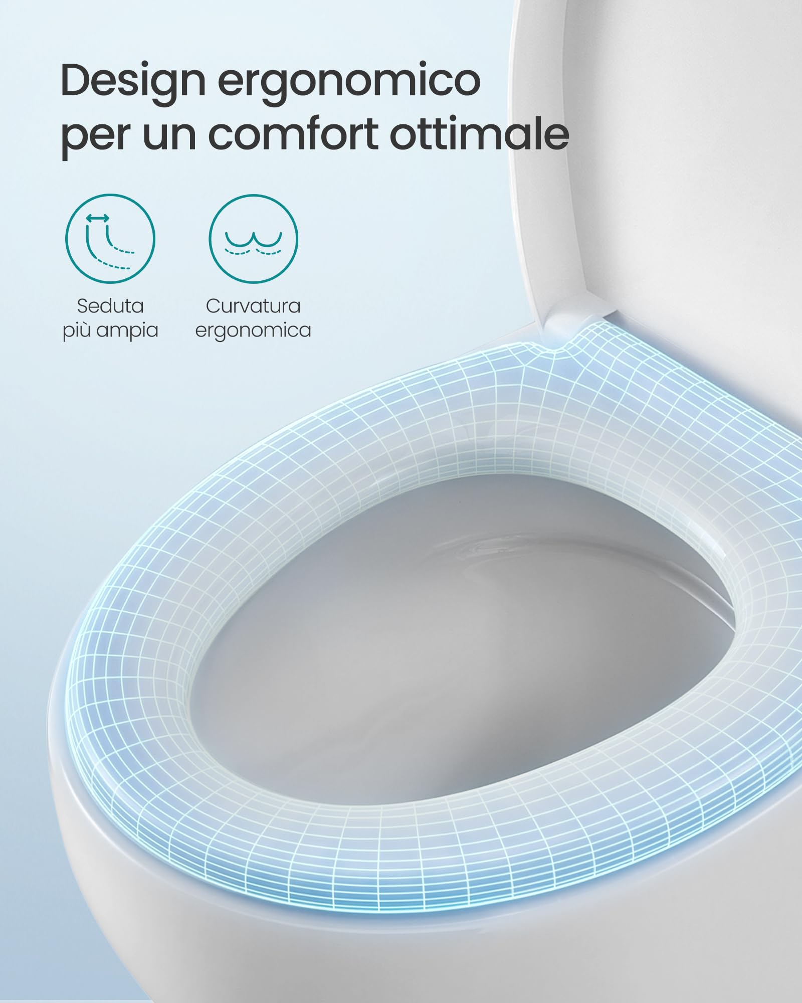 SONGMICS Sedile WC a Forma di O, Copriwater a Chiusura Rallentata, Maniglia, Sgancio Rapido, Asse WC Universale Facile da Montare, Sedile Water in Plastica PP, Regge 300 kg, Bianco BTL001WZ01