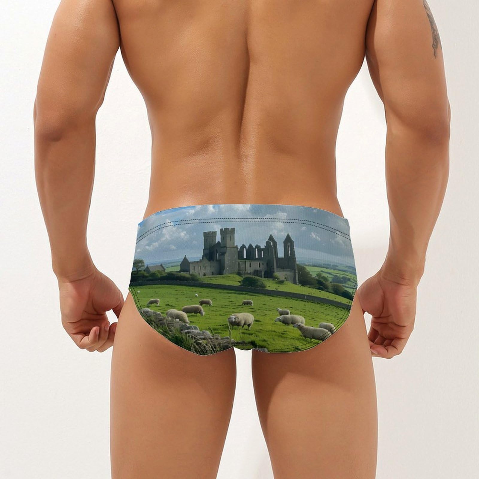 Ireland Cashel Castle Mens Swim Briefs Quick Dry Swim Trunk Bikini Underwear Swimsuit 3XL