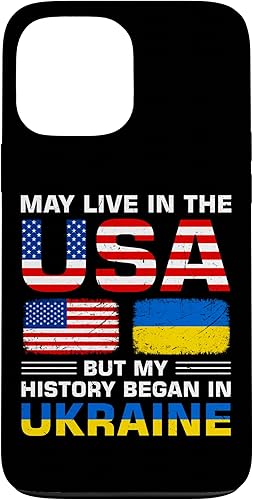 Funda para iPhone 13 Pro Max con la bandera de Ucrania y la bandera de Estados Unidos con raíces ucranianas Funda para iPhone 13 Pro Max con la bandera de Ucrania y la bandera de Estados Unidos con raíces ucranianas
