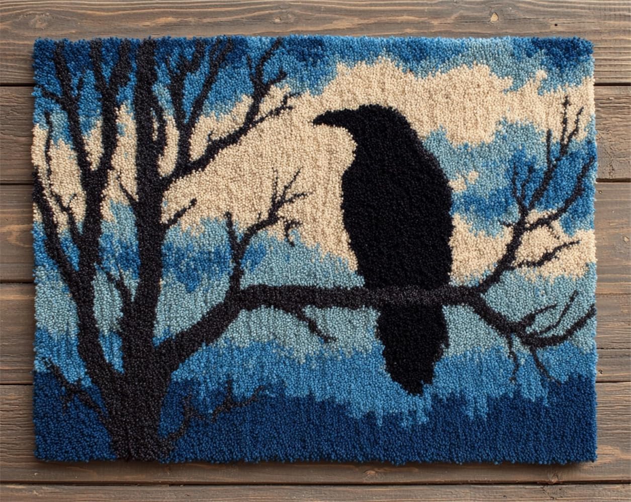 FWRTYCB Latch Hook Kits Rug Crow in the Tree