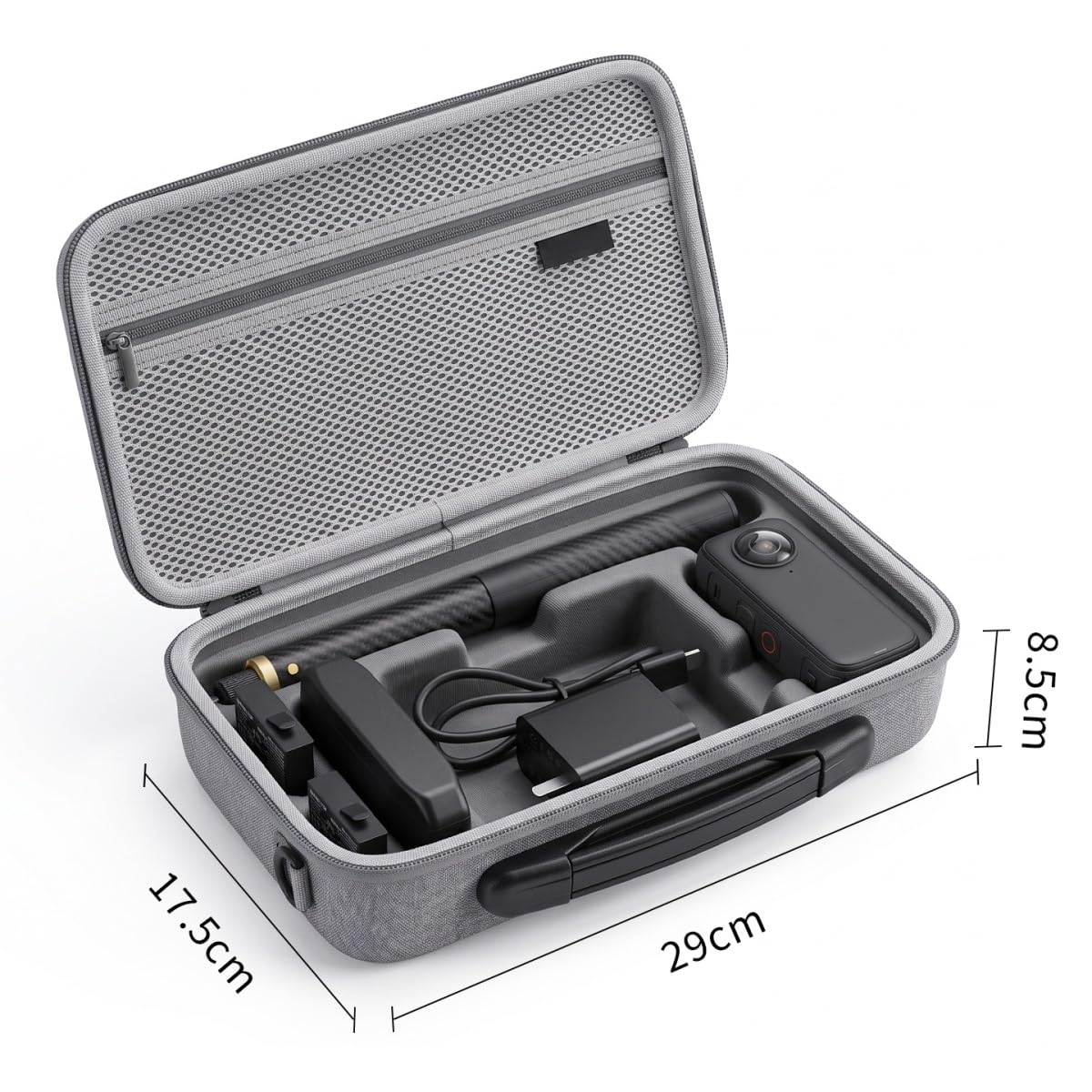 Per Insta 360x6 Custodia rigida EVA duro Borsette borsa per il trasporto | Può essere memorizzato 114 cm Selfie Stick, batteria e carica Manager, antiurto resistente all'acqua Organizer