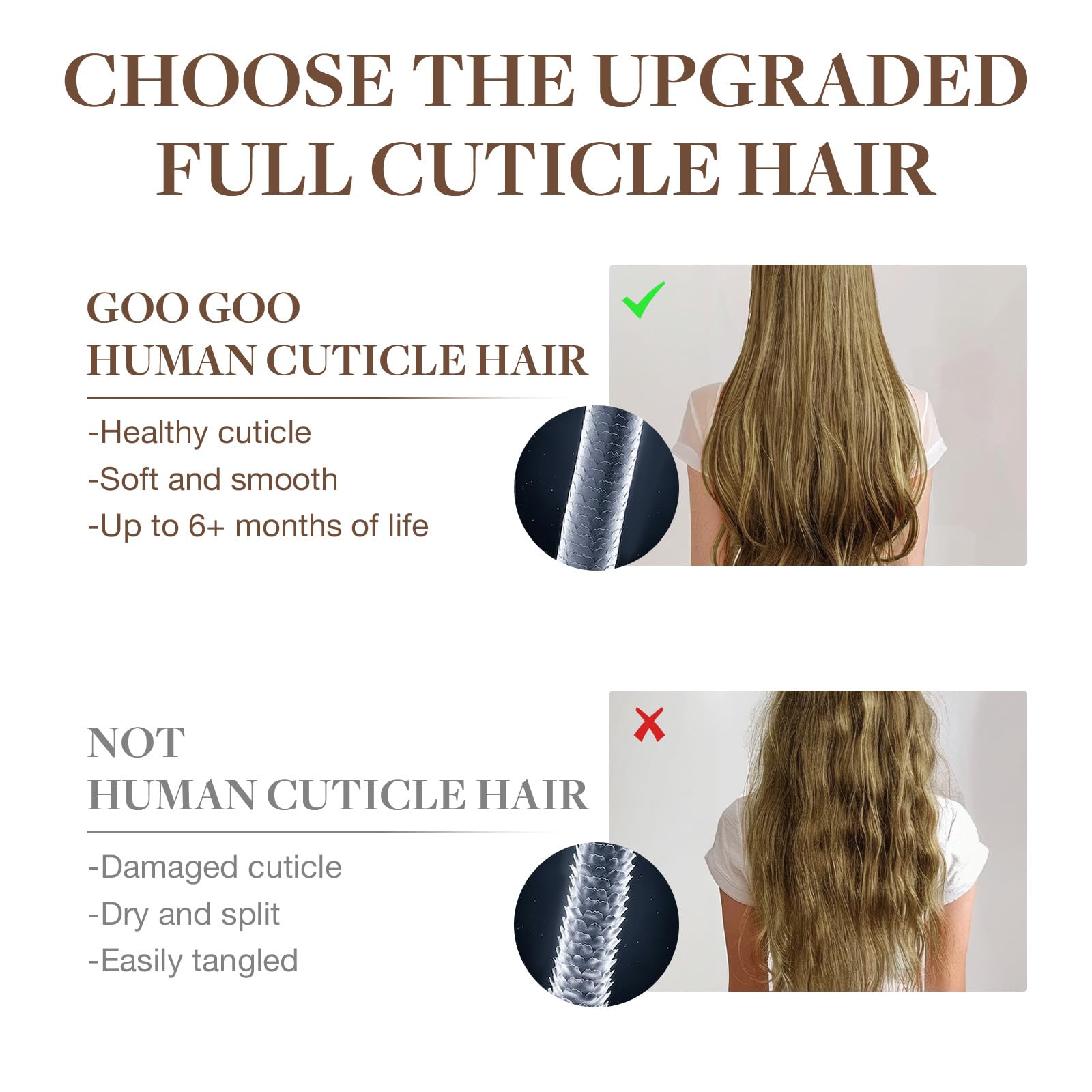 GOO GOO Invisi Edge Clip in Hair Extensions 18inch 130g 7Pcs Injected Seamless PU Clip in Hair Extensions, Virgin Real Human Hair, 2 Dark Brown — view 3