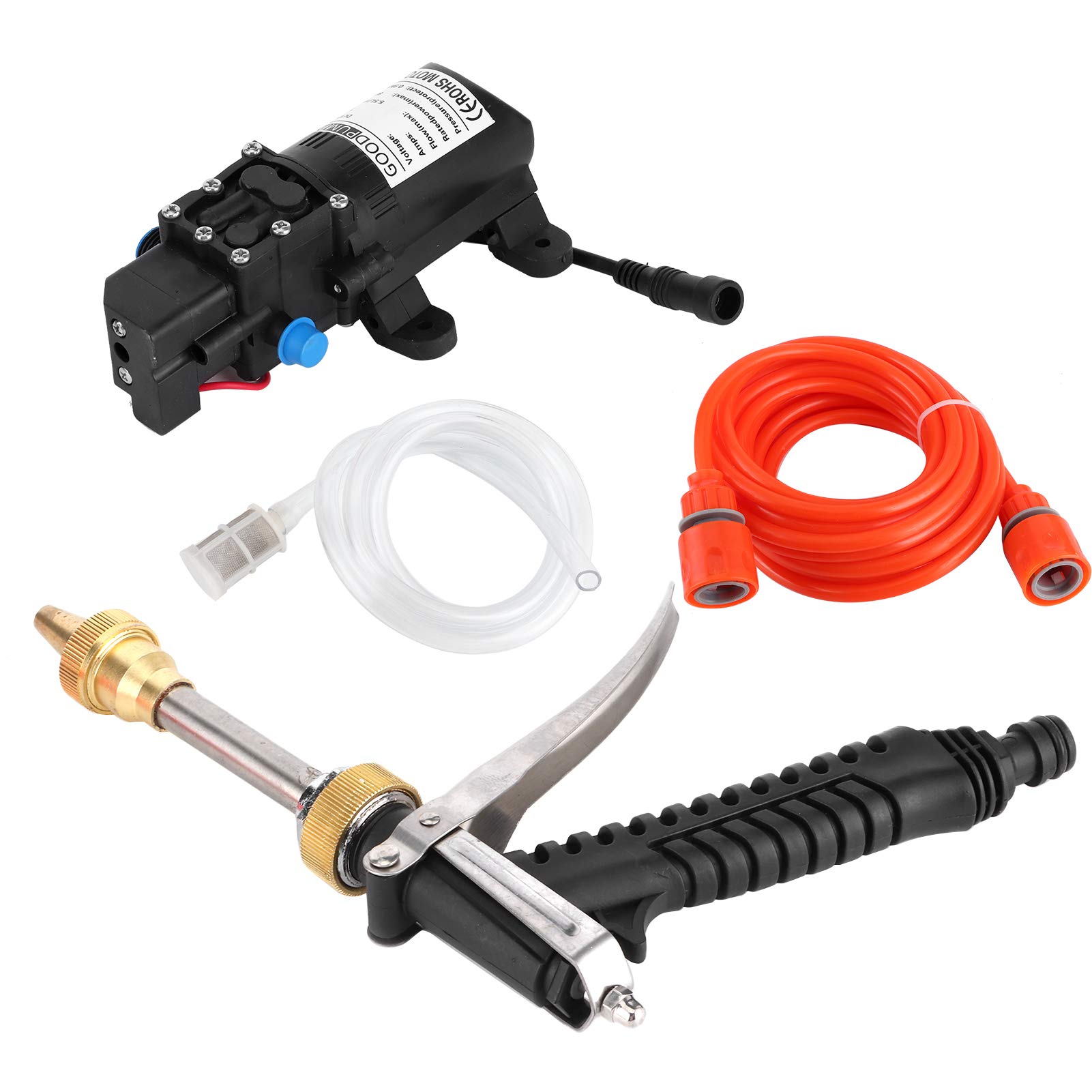 Qiilu 12V Portable 130PSI High Pressure Washer Hose Kit 80W Car Powerful Wash Cleaner F8e237 - Image 4