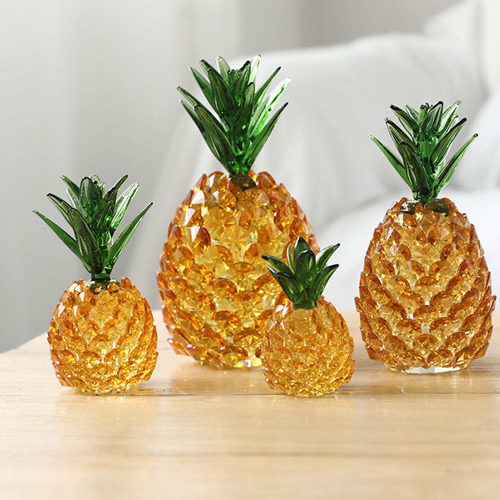 Amazon.co.jp: クリスタルガラス k9水晶 パイナップル 置物 イエロー