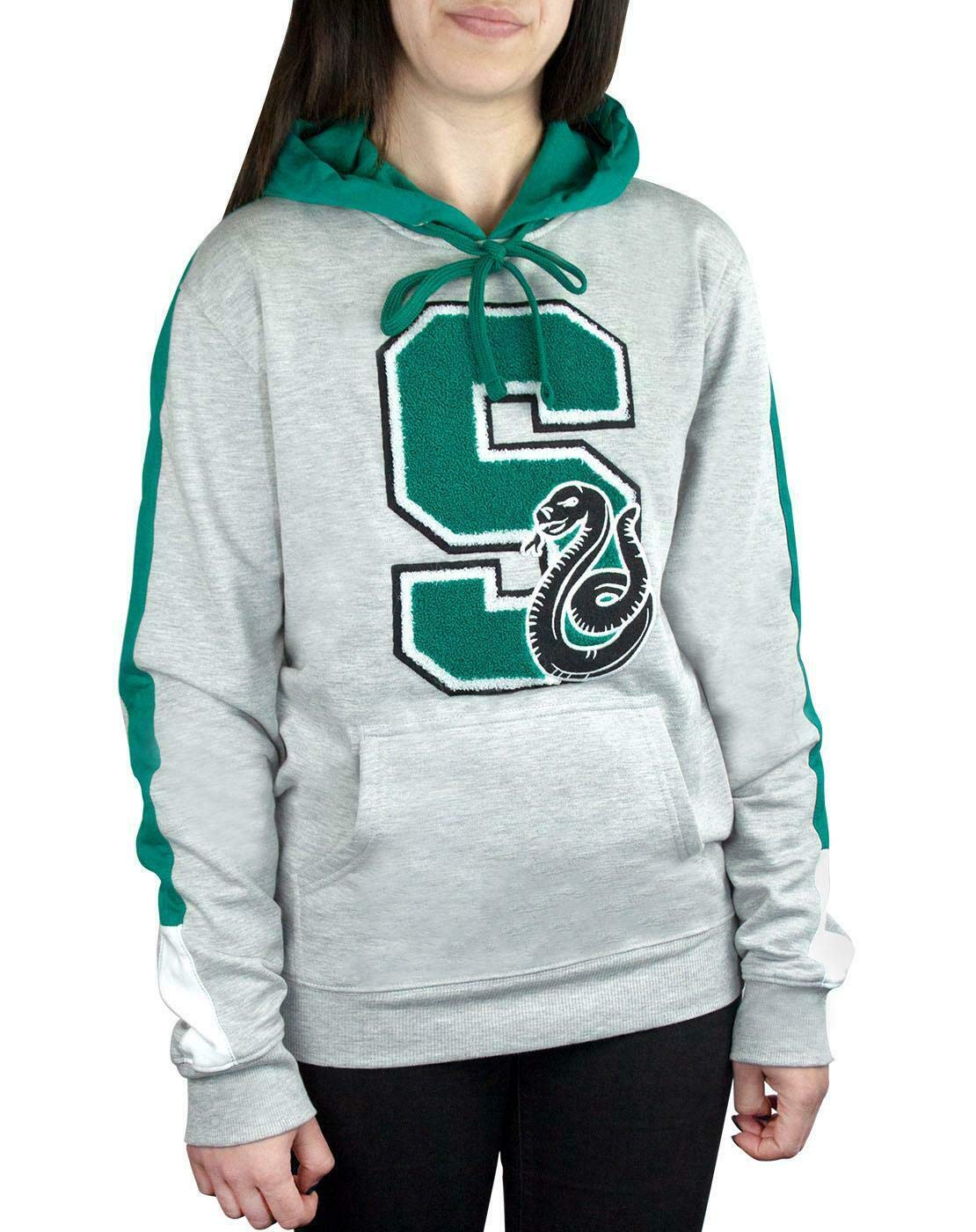 Vanilla Underground Unisex Black Harry Potter Hogwarts Slytherin S Patch Grey Logo Premium Hoodie/Sweater